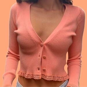 For love and lemons pink cardigan lace